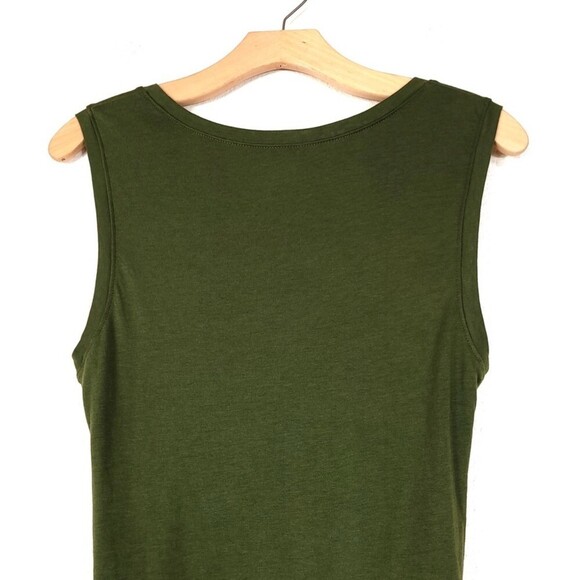 NEW Beyond Yoga Pima Cotton Modal High Seas Ruched Midi Tank Dress Olive Green - Picture 7 of 9